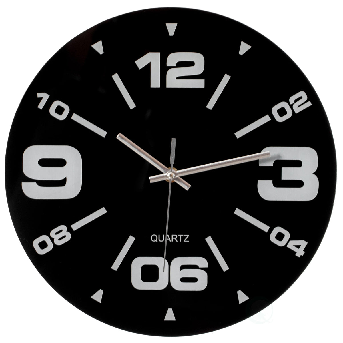 Modern Round Analog Wall Clock Black