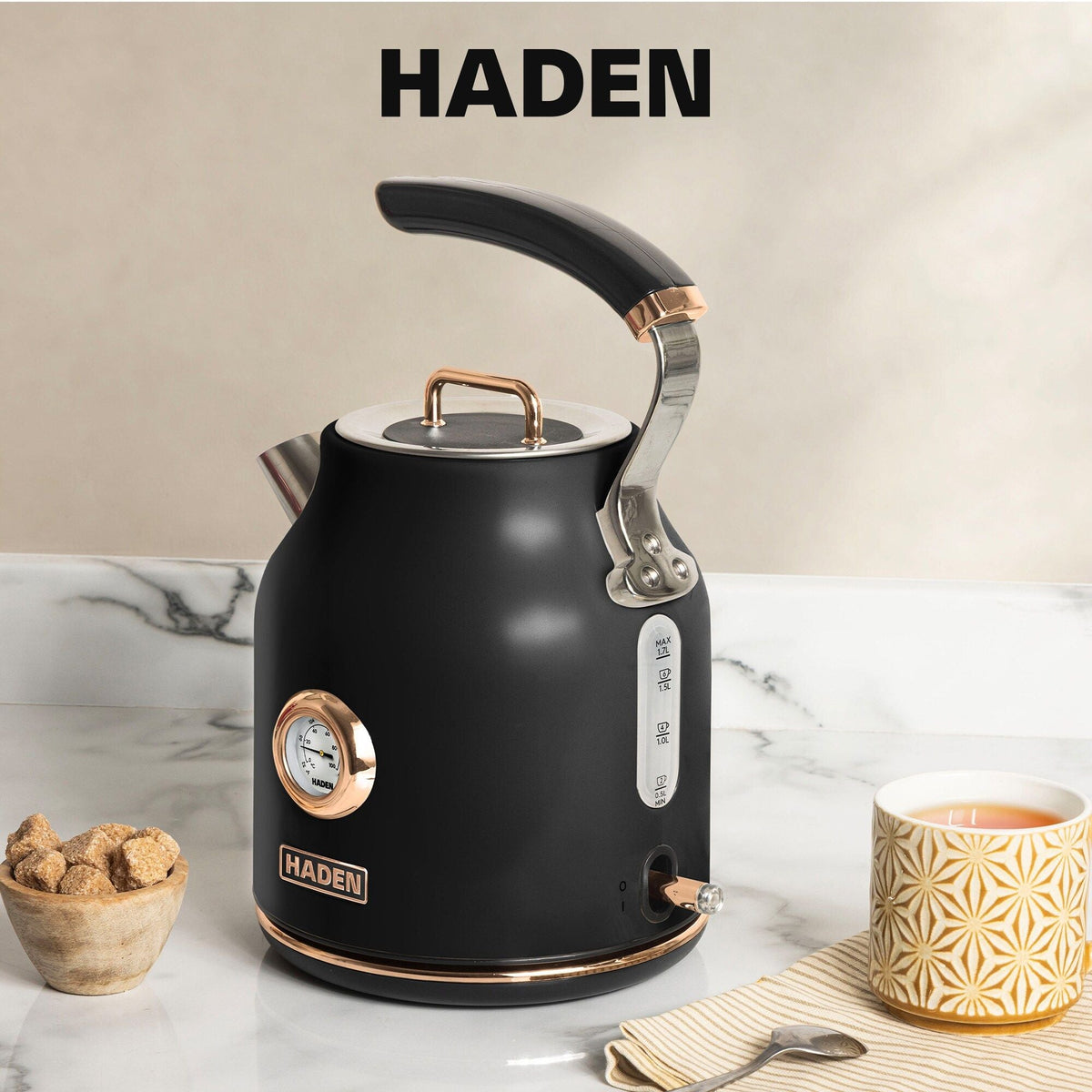 Haden Dorset 1.7L Kettle and 12-Cup Coffee Maker Black and Copper