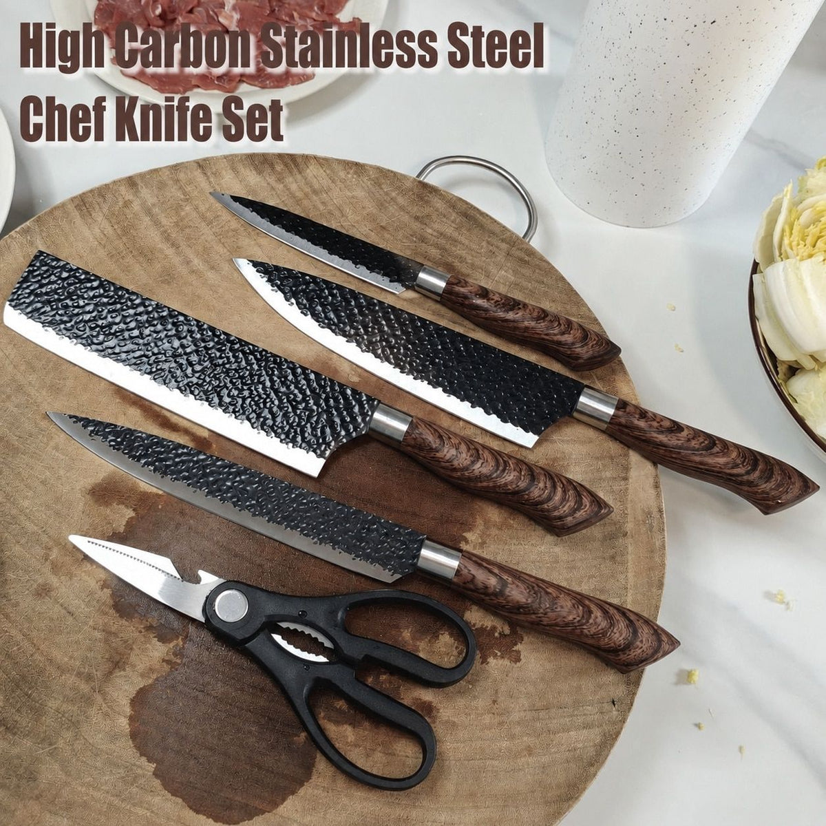6-Piece High Carbon Stainless Steel Kitchen Knife Set with Block