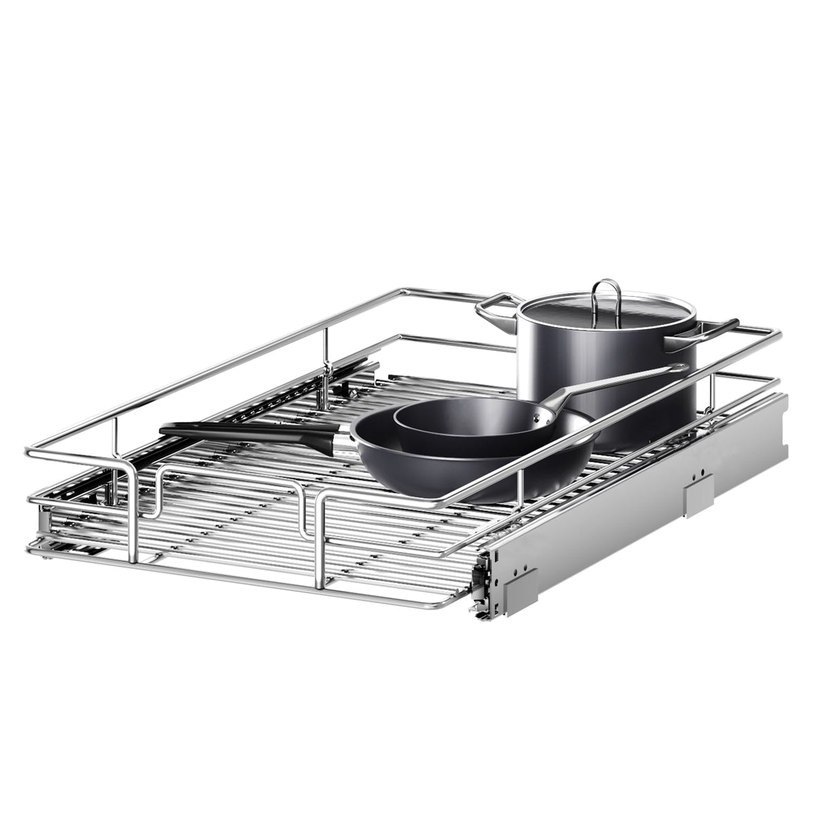 LOVMOR 1-Tier Iron Pull-Out Cabinet Organizer Chrome
