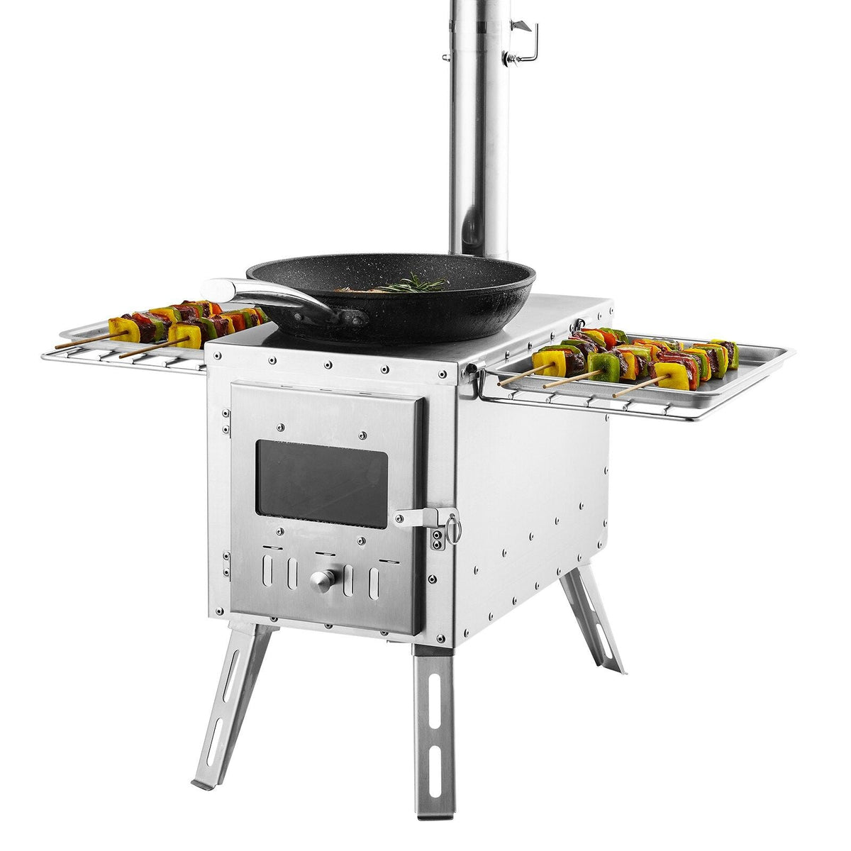 VEVOR Stainless Steel Camping Tent Wood Stove with Chimney Pipes and Gloves