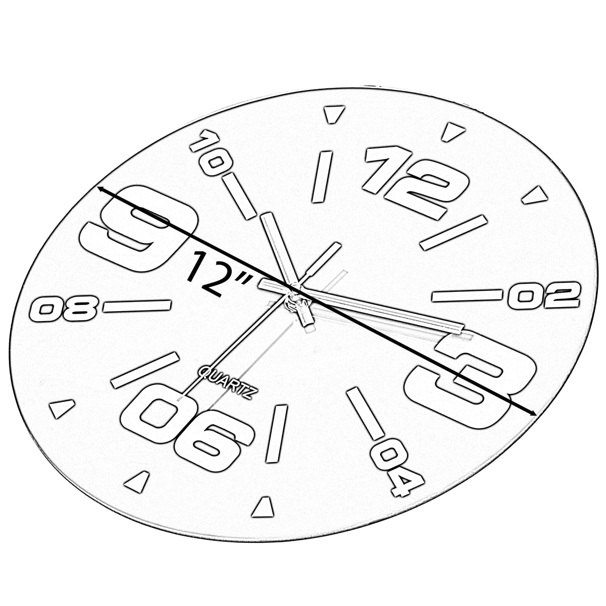 Modern Round Analog Wall Clock Black