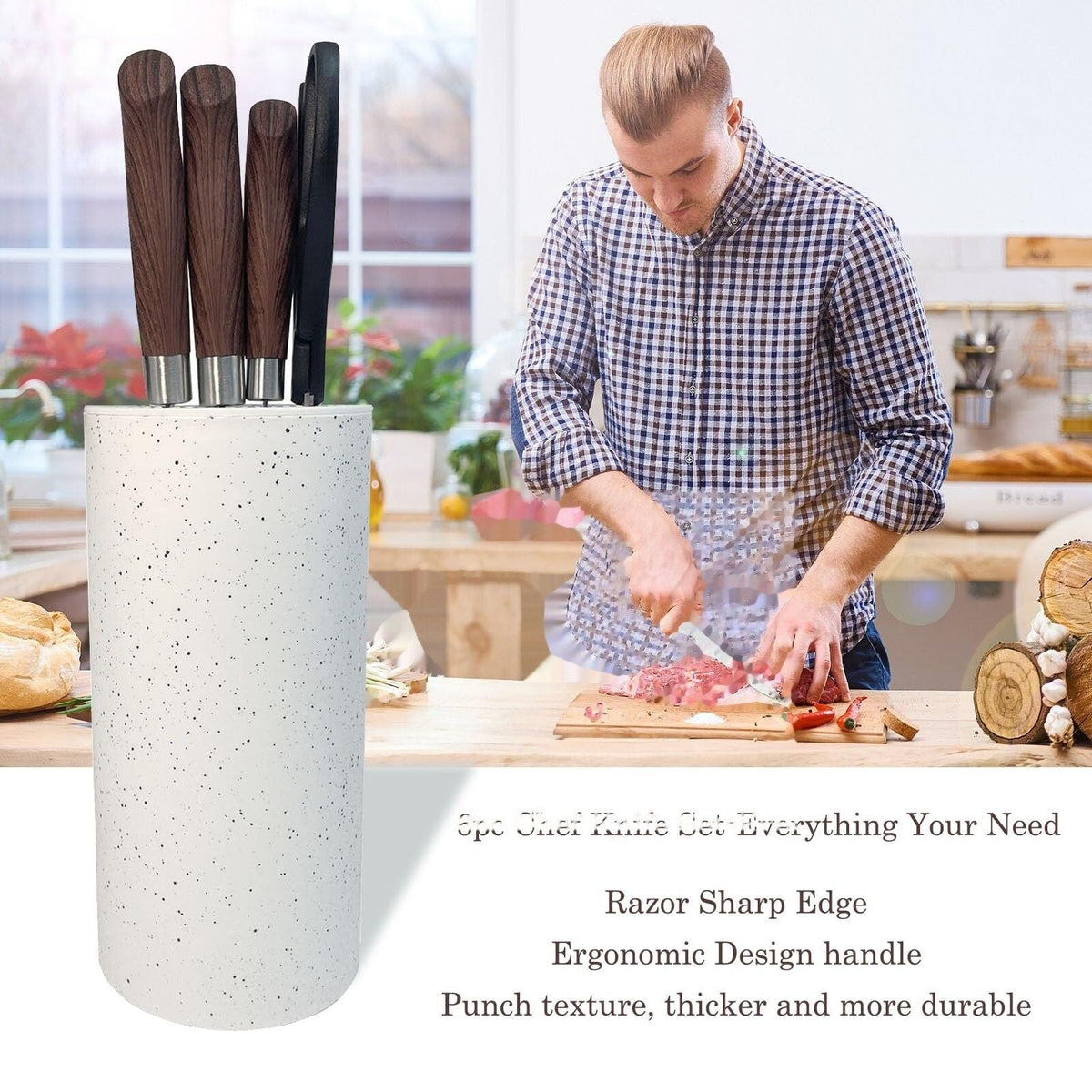 6-Piece High Carbon Stainless Steel Kitchen Knife Set with Block