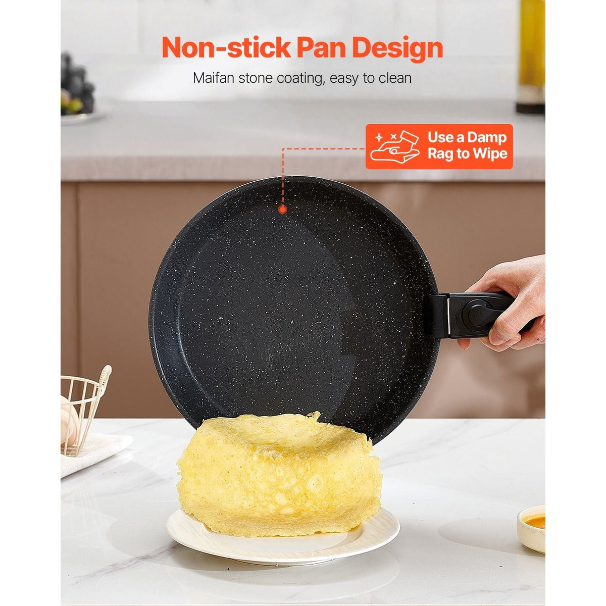 VEVOR 17-Piece Granite Nonstick Cookware Set with Lids Black