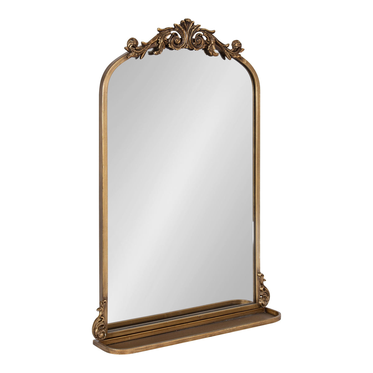 Kate and Laurel Gold Framed Wall Mirror with Shelf