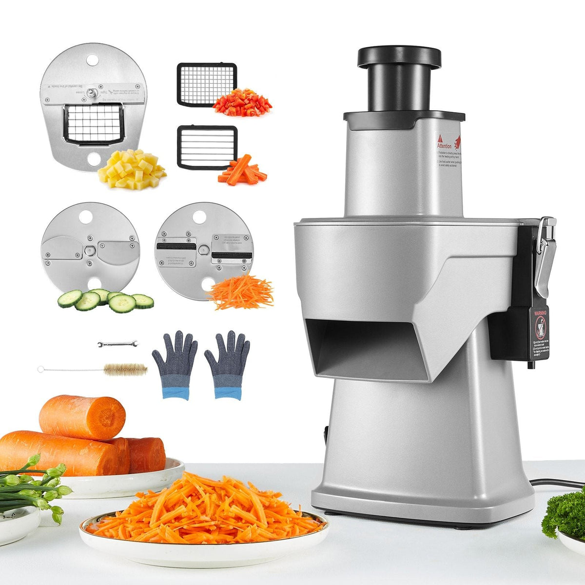 VEVOR 4-in-1 Electric Vegetable Slicer and Chopper with Cut-Resistant Gloves