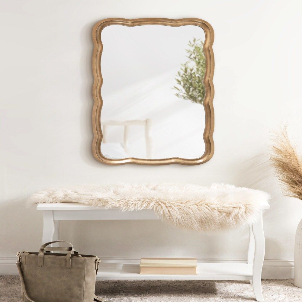 Kate and Laurel Hatherleig Gold Framed Rectangle Wall Mirror