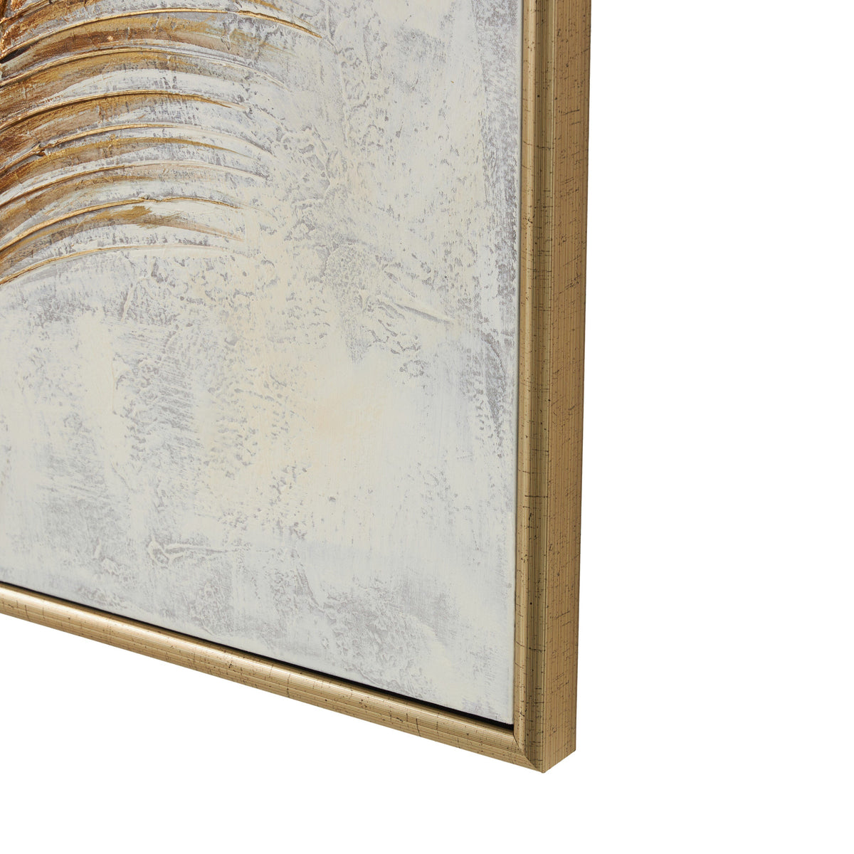 CosmoLiving by Cosmopolitan Gold Canvas Leaf Framed Wall Art 43978
