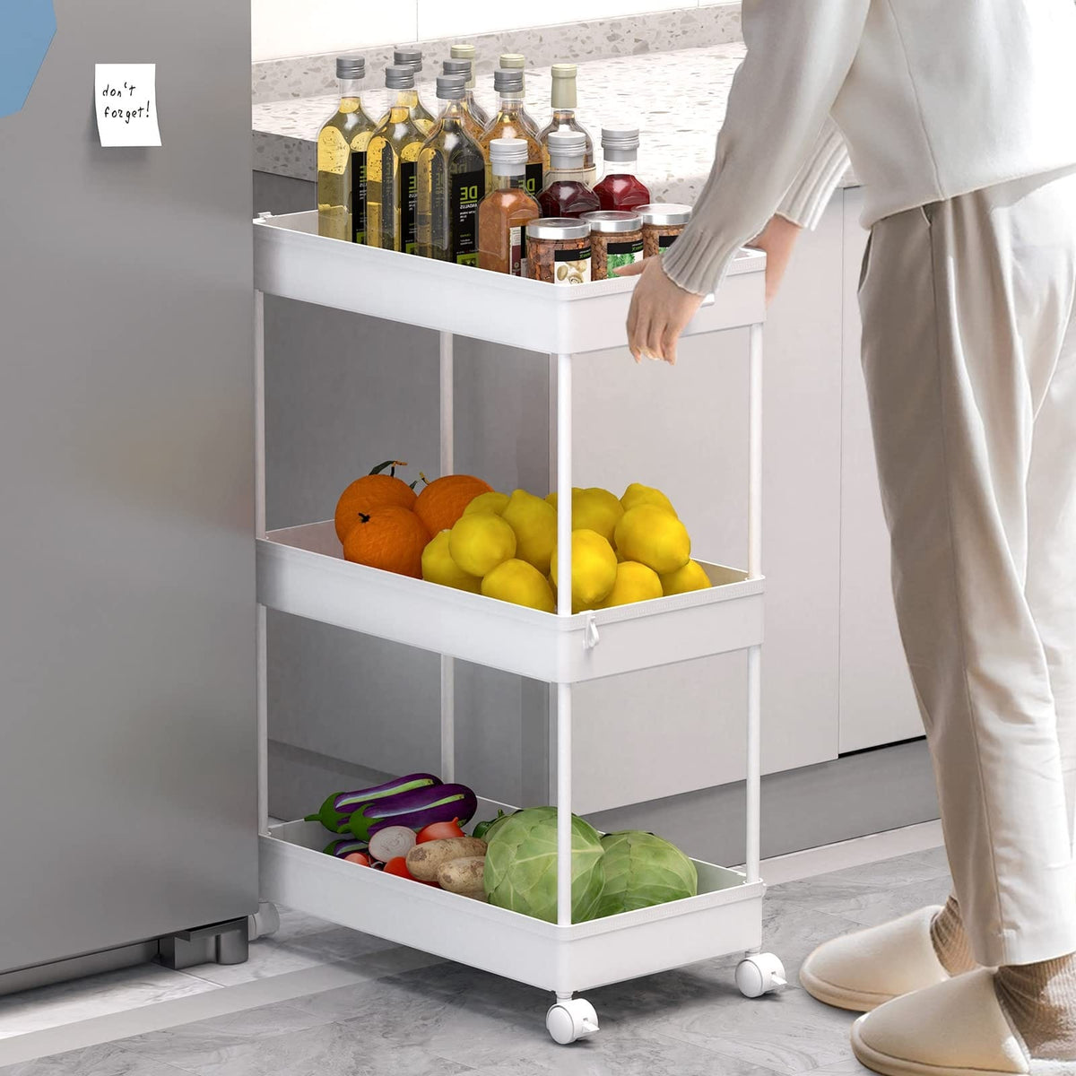 3-Tier Rolling Storage Cart Organizer