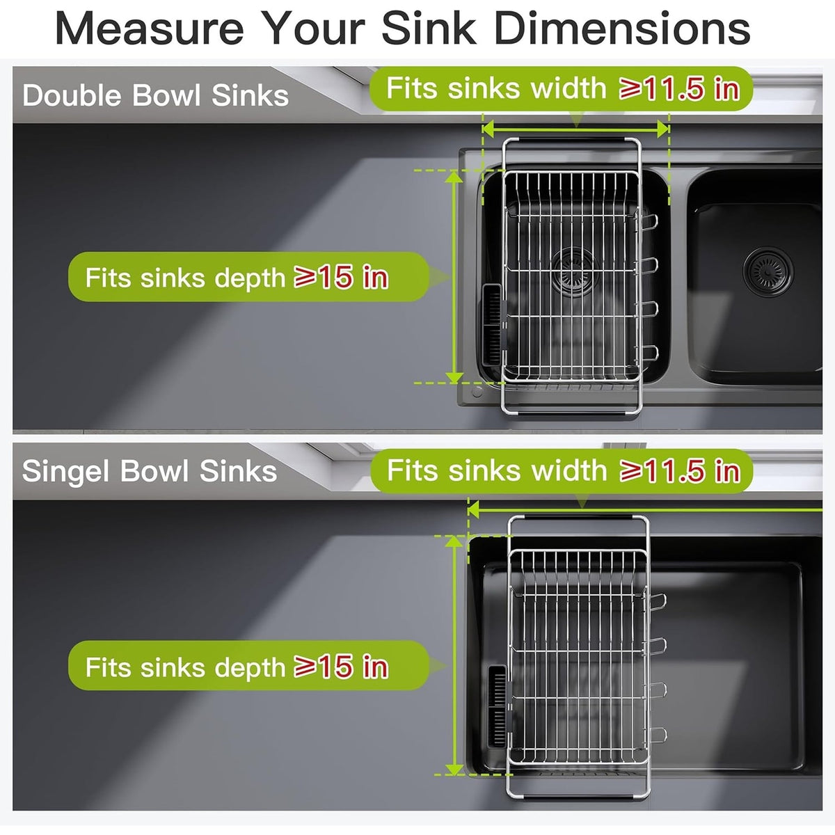 Expandable Stainless Steel Dish Drying Rack with Utensil Holder