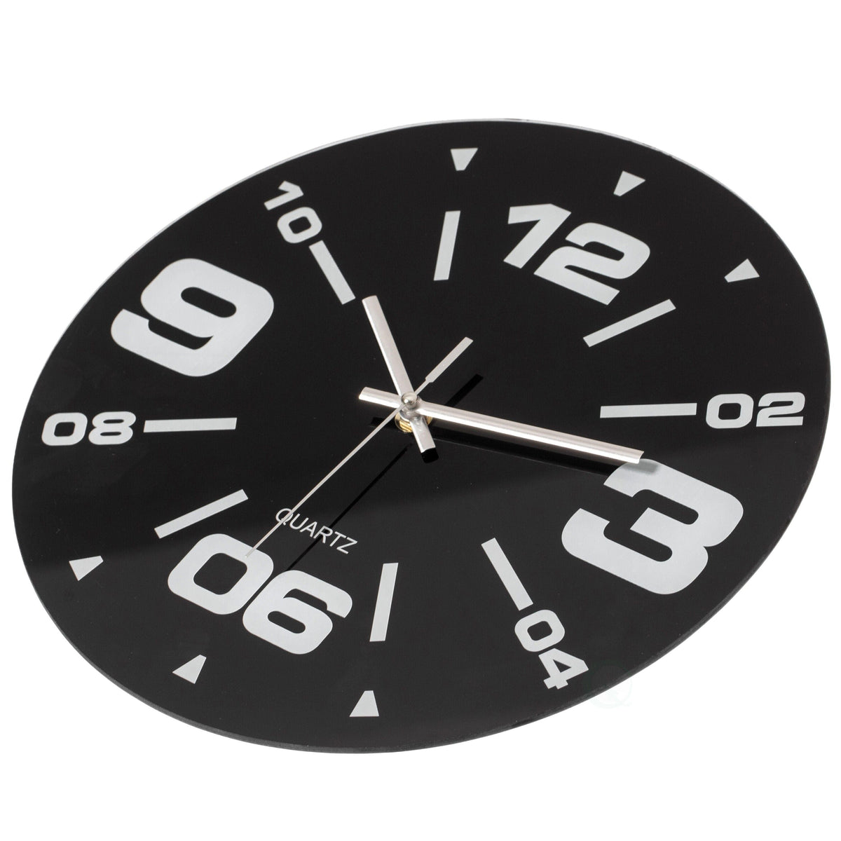 Modern Round Analog Wall Clock Black