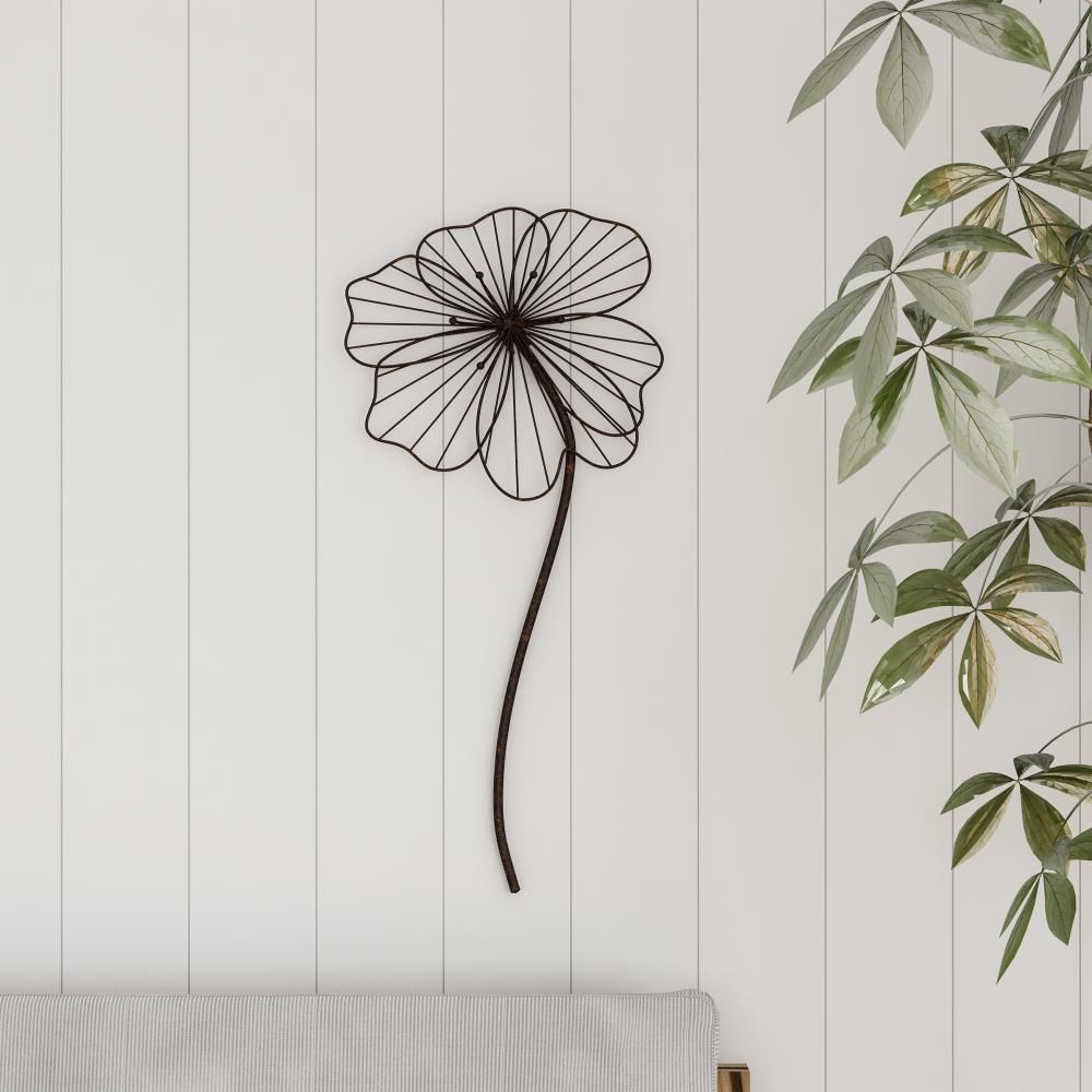 Hastings Home Brown Metal Flower Wall Accent 486682CZH