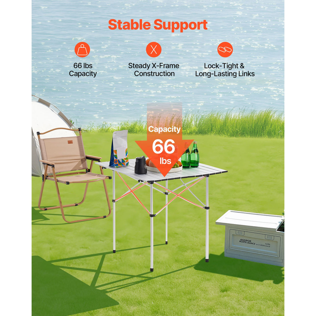 VEVOR Aluminum Folding Camping Table with Carry Bag