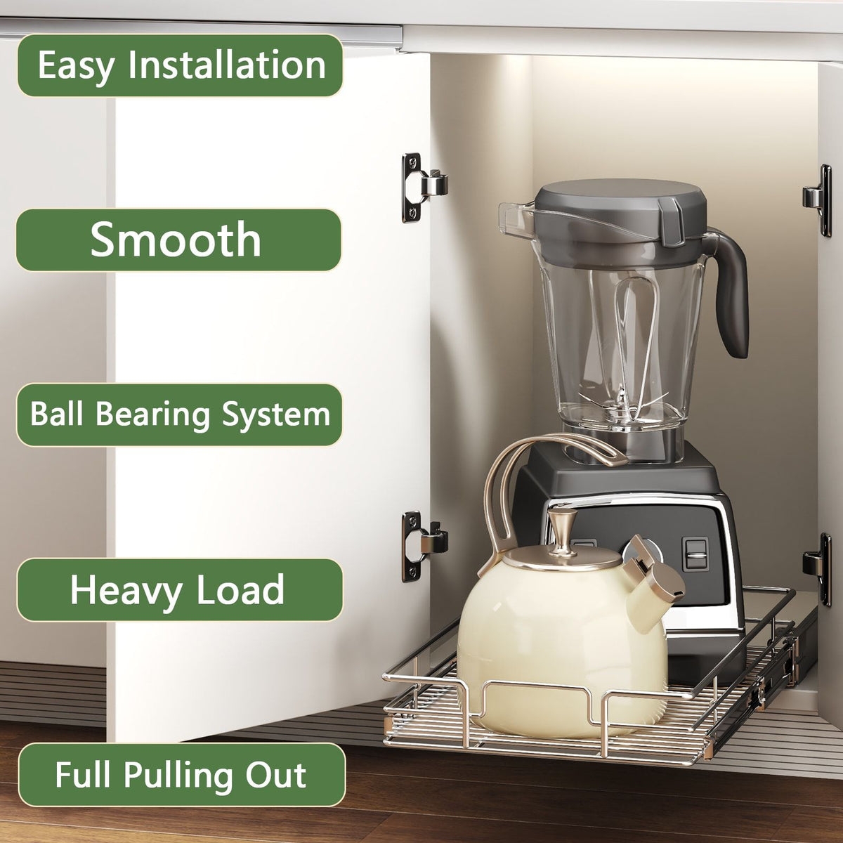 LOVMOR 1-Tier Iron Pull-Out Cabinet Organizer Chrome