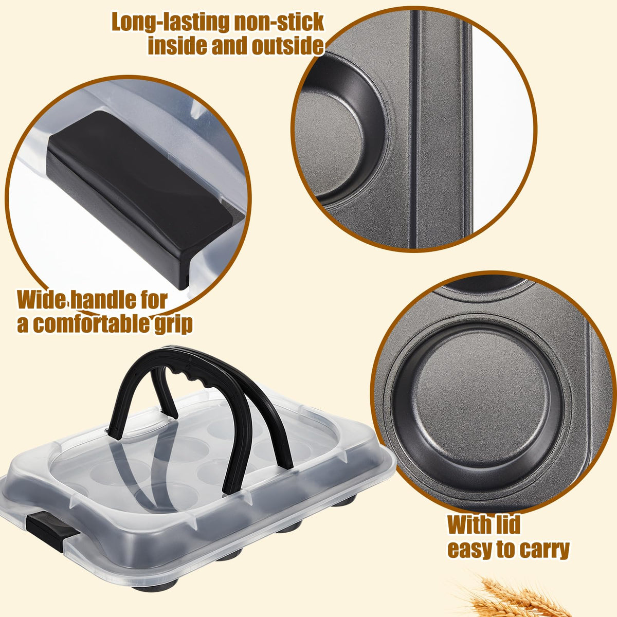 2-Piece Carbon Steel Nonstick Bakeware Set with Lids