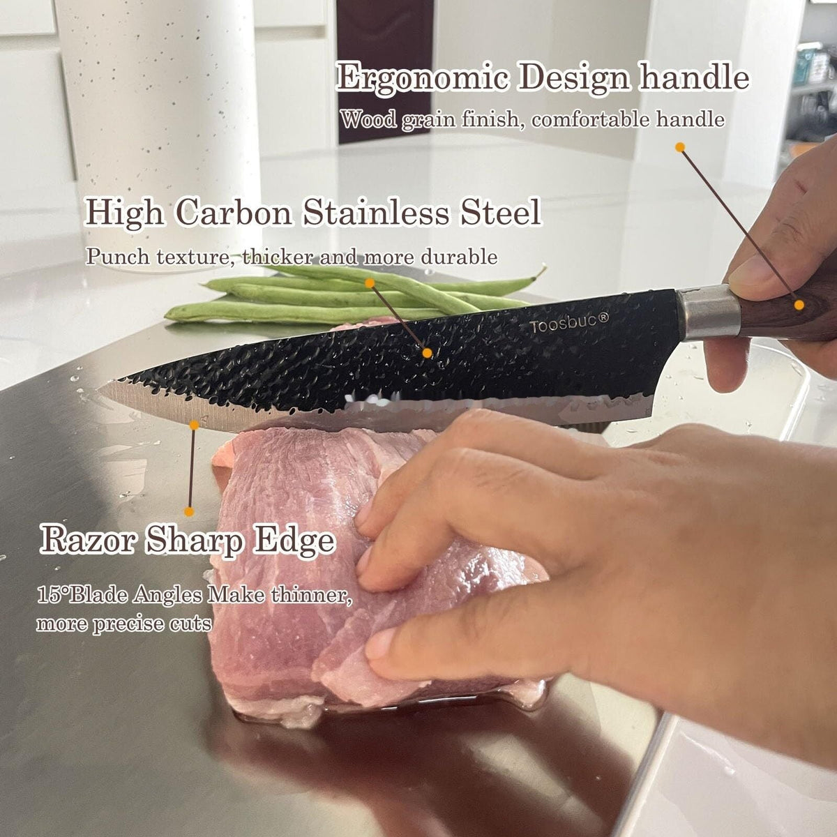 6-Piece High Carbon Stainless Steel Kitchen Knife Set with Block