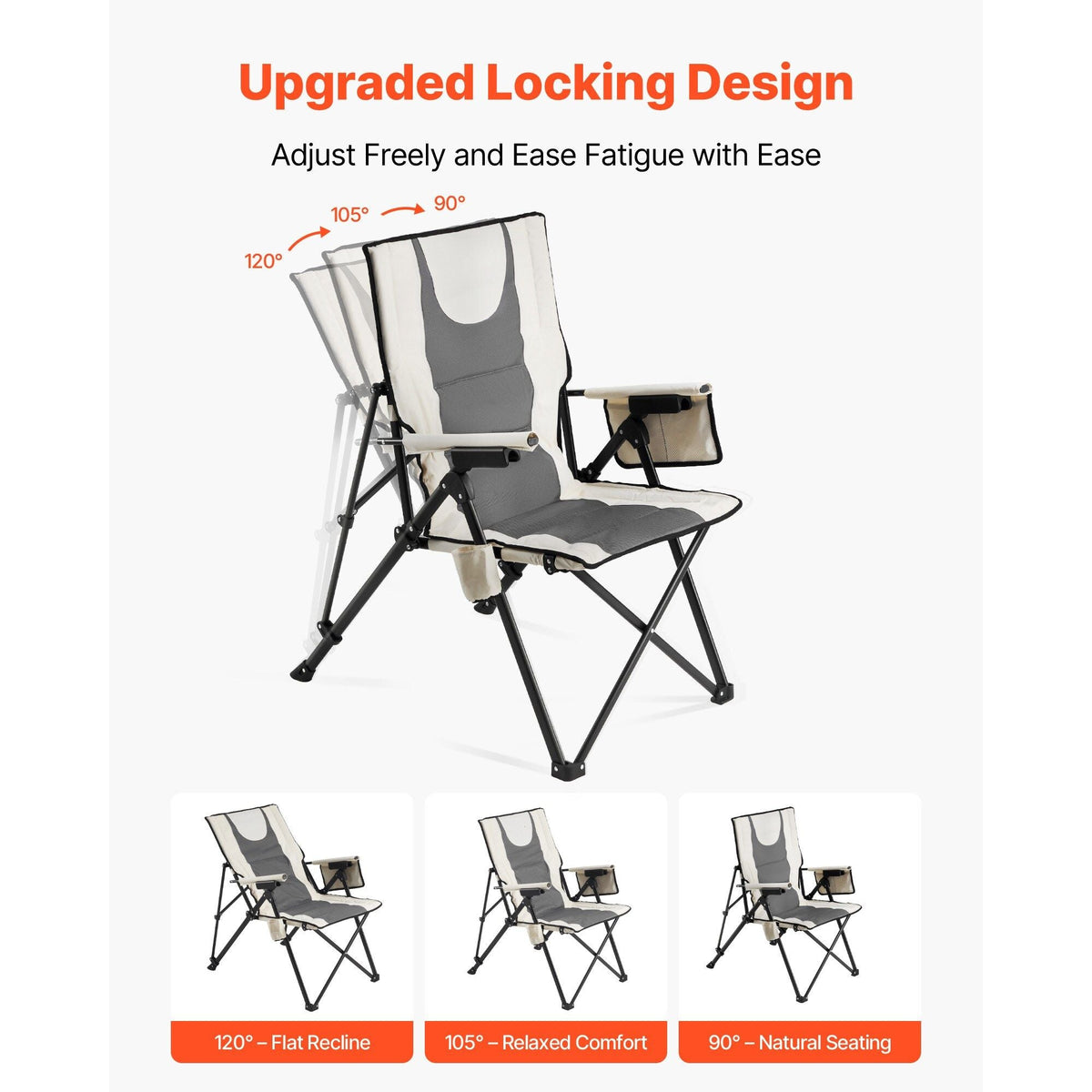 VEVOR Folding Camping Chair with Reclining Positions and Armrests
