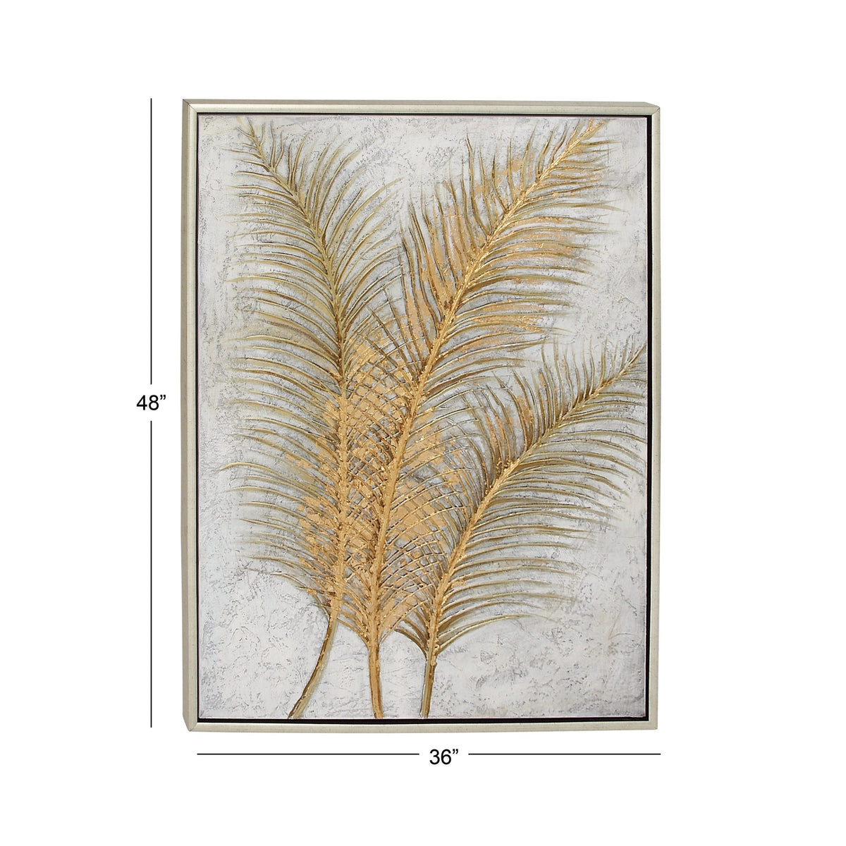 CosmoLiving by Cosmopolitan Gold Canvas Leaf Framed Wall Art 43978