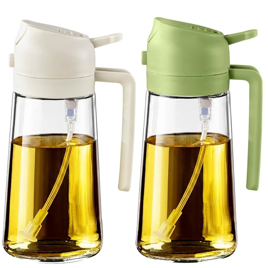 16 oz Dual-Function Glass Oil Sprayer Bottle Set 2-Pack