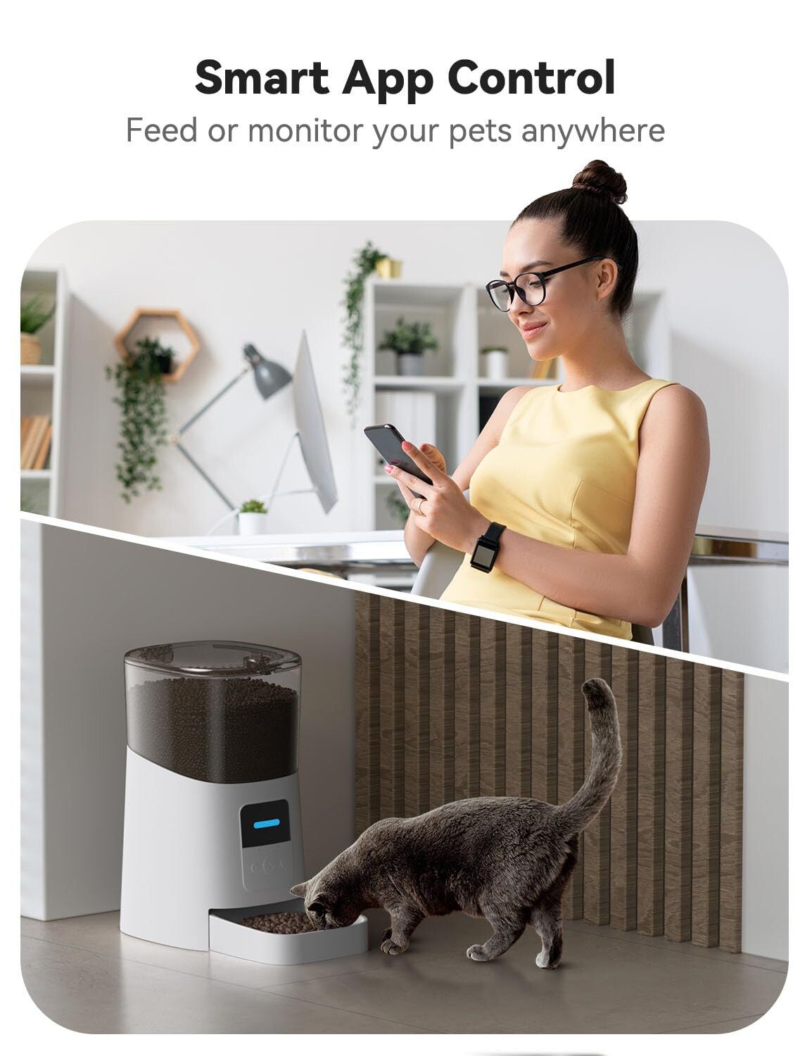 Smart App Control Automatic Pet Feeder 6.3 qt WiFi