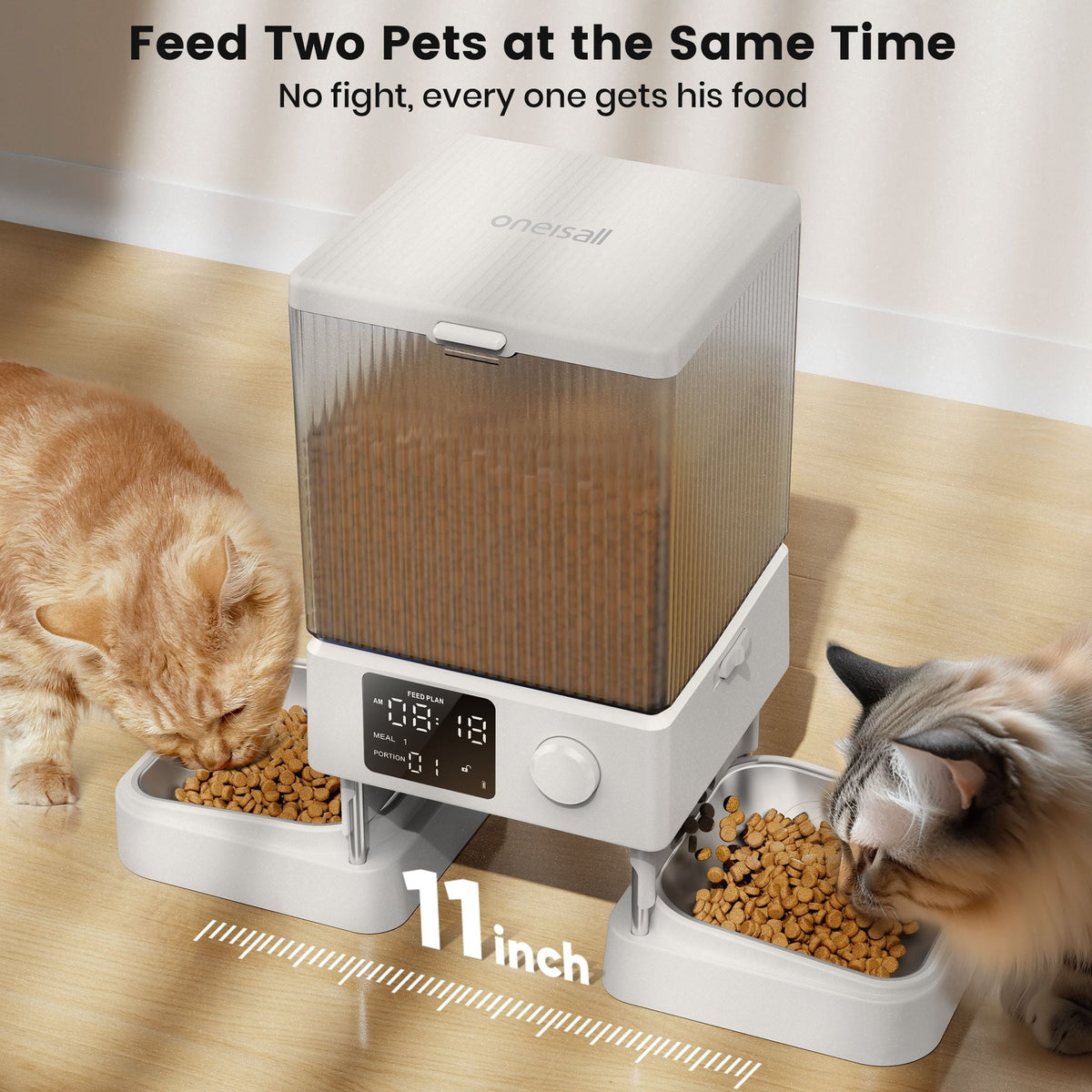 oneisall Automatic Cat Feeder 5L for 2 Pets PF02WAU