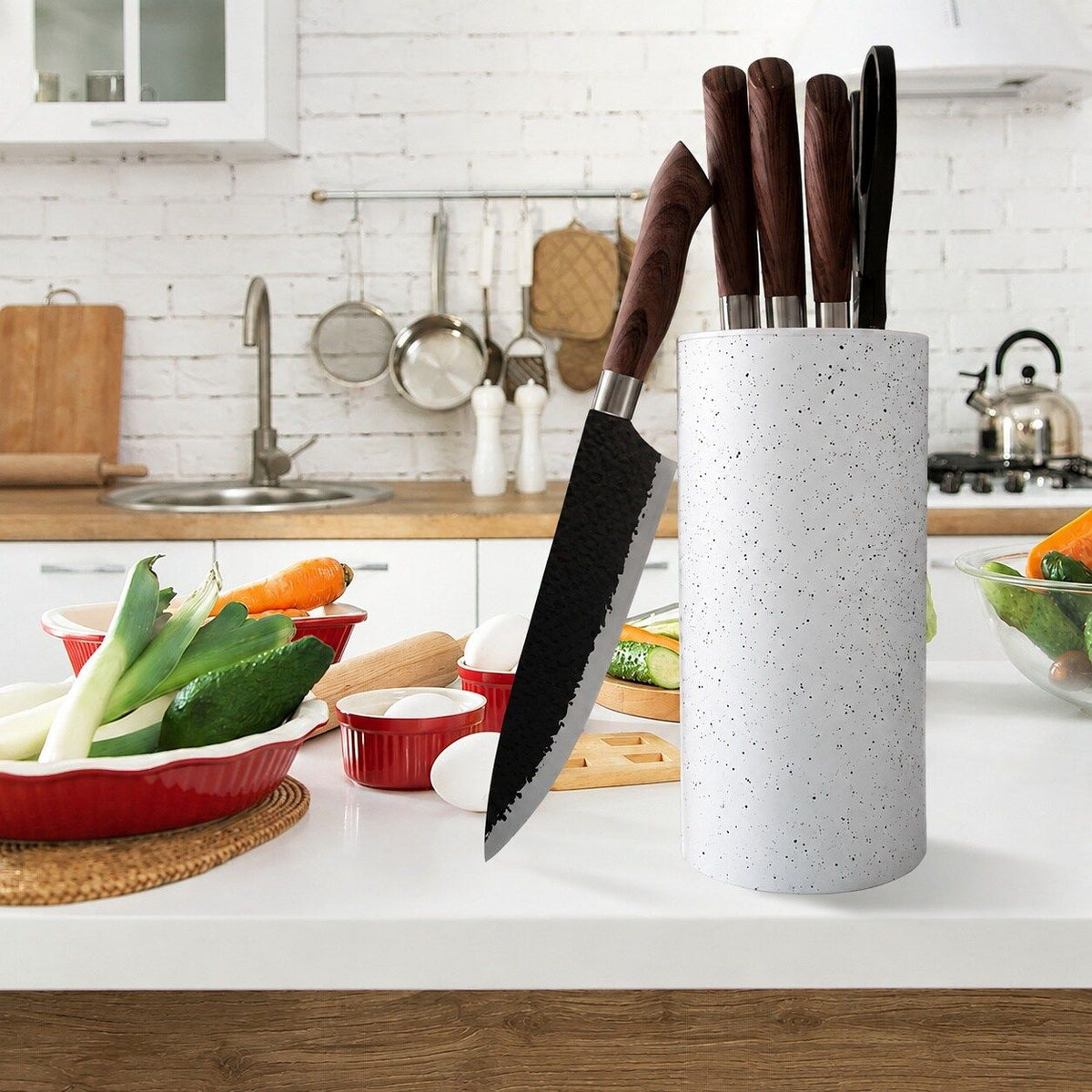6-Piece High Carbon Stainless Steel Kitchen Knife Set with Block