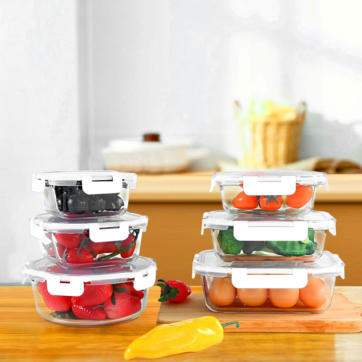 30-Piece Glass Food Storage Container Set with Snap Locking Lids