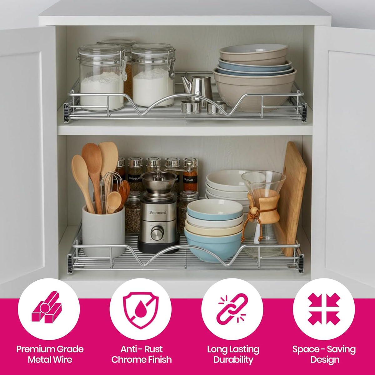 Pull-Out Cabinet Organizer Chrome