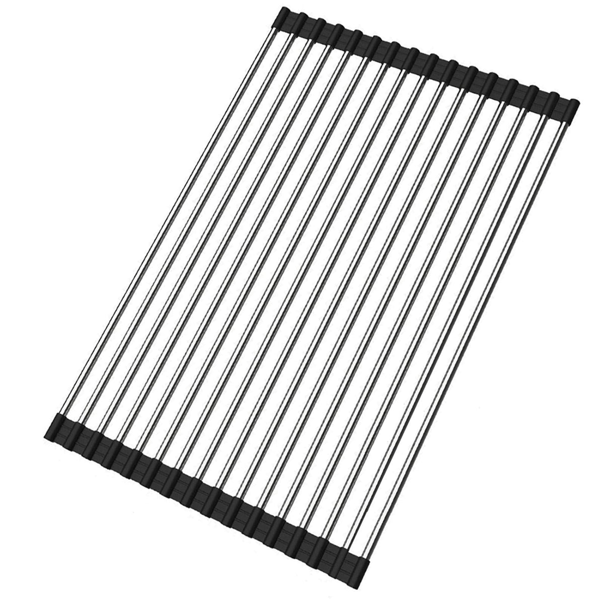 Roll Up Stainless Steel Over Sink Dish Drying Rack with Non-Slip Grips