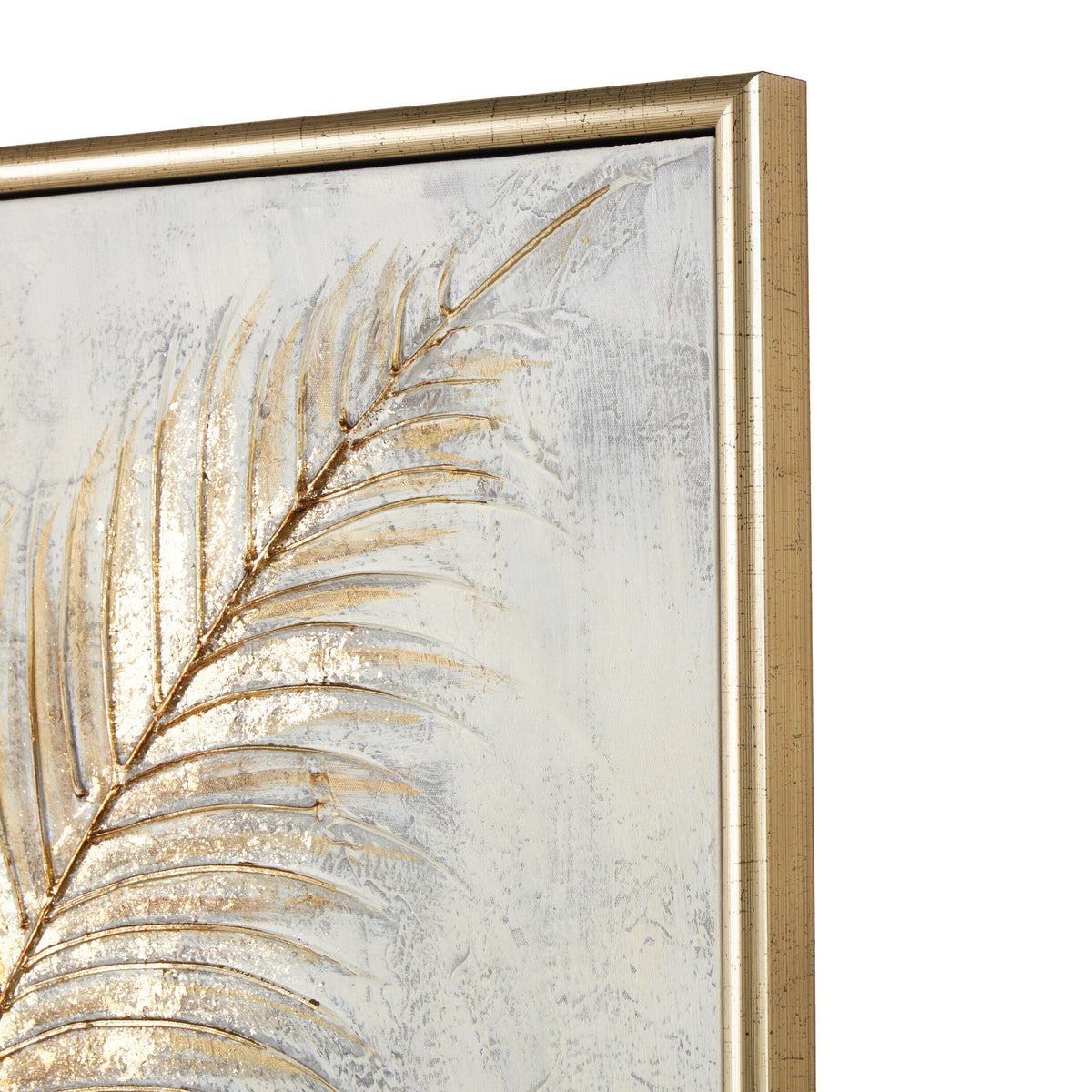 CosmoLiving by Cosmopolitan Gold Canvas Leaf Framed Wall Art 43978