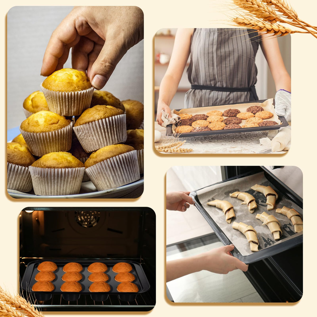 2-Piece Carbon Steel Nonstick Bakeware Set with Lids