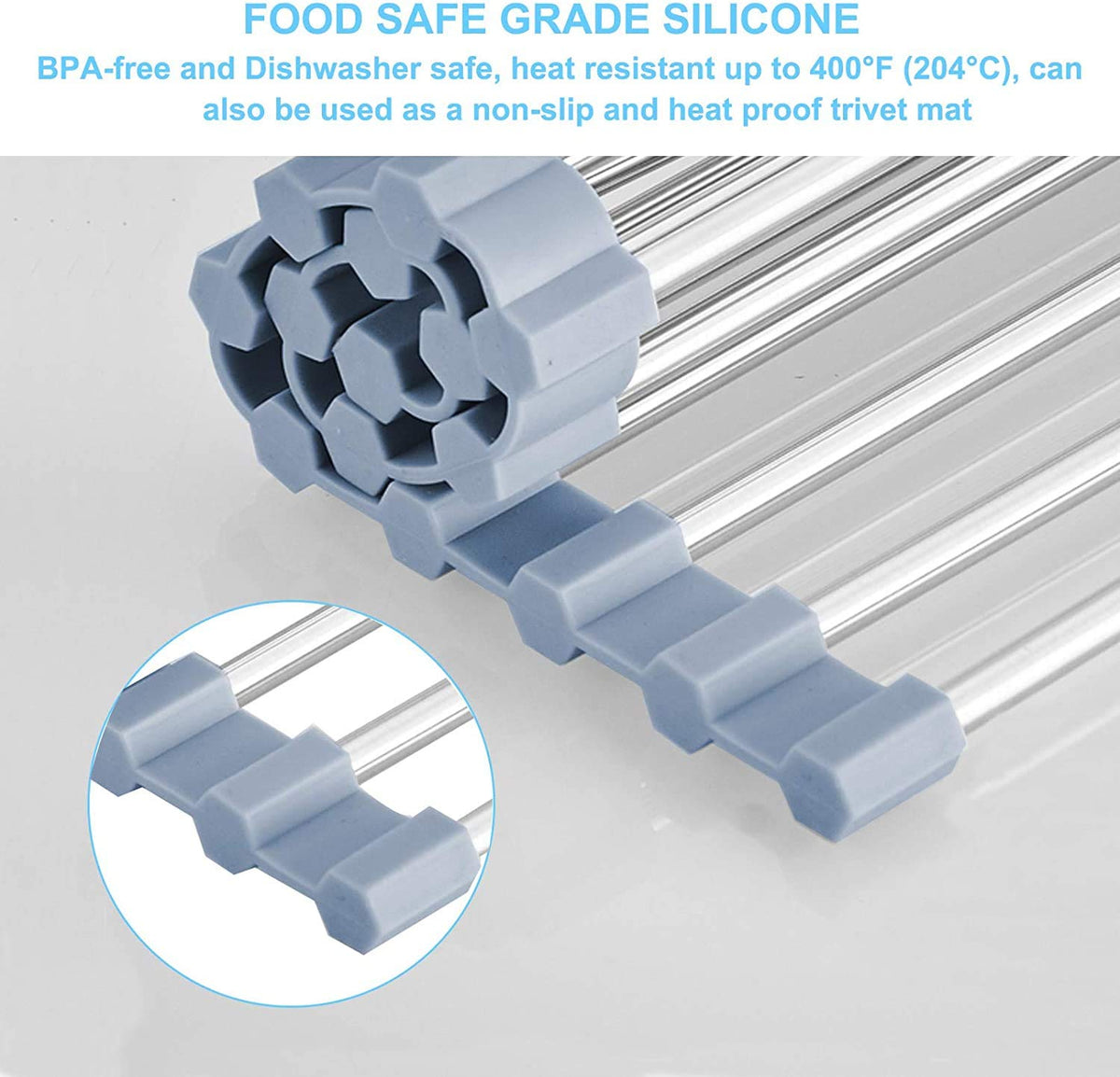 Roll-Up Stainless Steel Over-Sink Dish Drying Rack