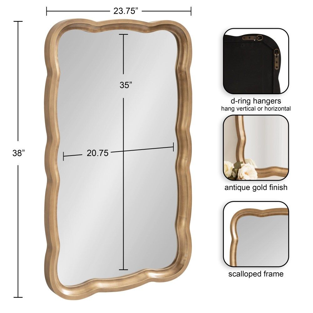 Kate and Laurel Hatherleig Gold Framed Rectangle Wall Mirror
