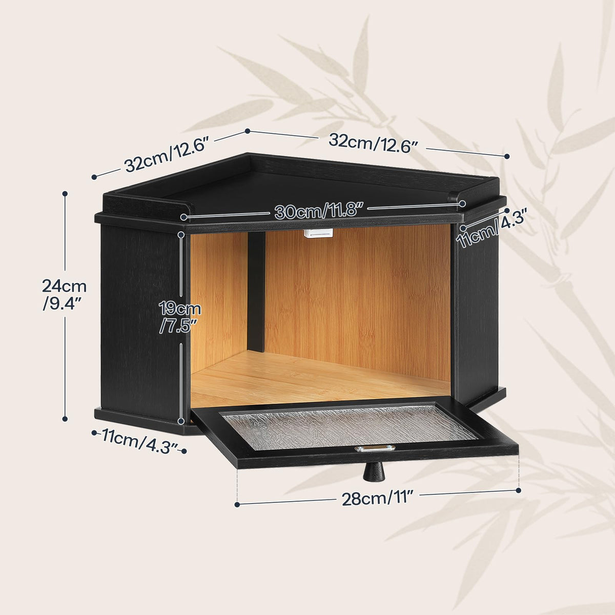 Aoibox Corner Bamboo Bread Box LABWDW4Q