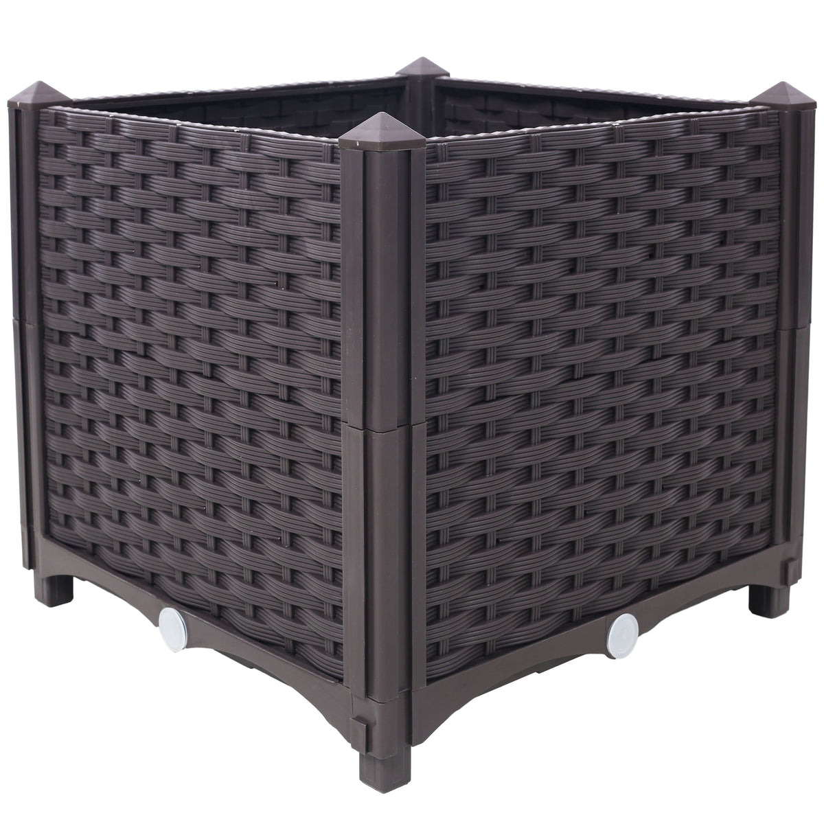 Brown Plastic Self-Watering Raised Garden Bed Planter Box