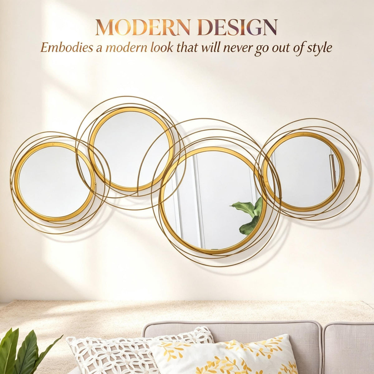 YOSIMFUR Modern Multi Circle Art Wall Mirror DJYC-T3971P585284