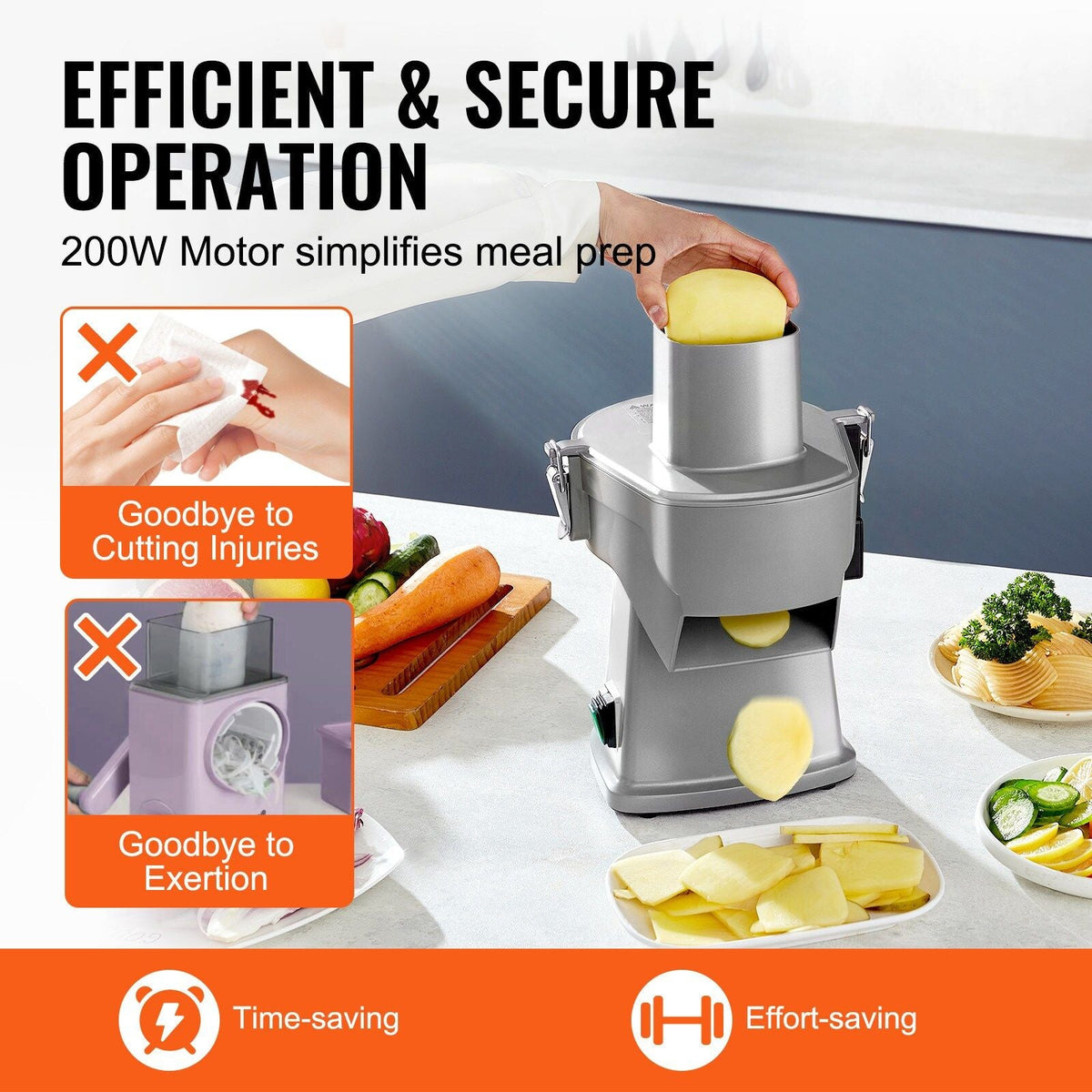 VEVOR 4-in-1 Electric Vegetable Slicer and Chopper with Cut-Resistant Gloves