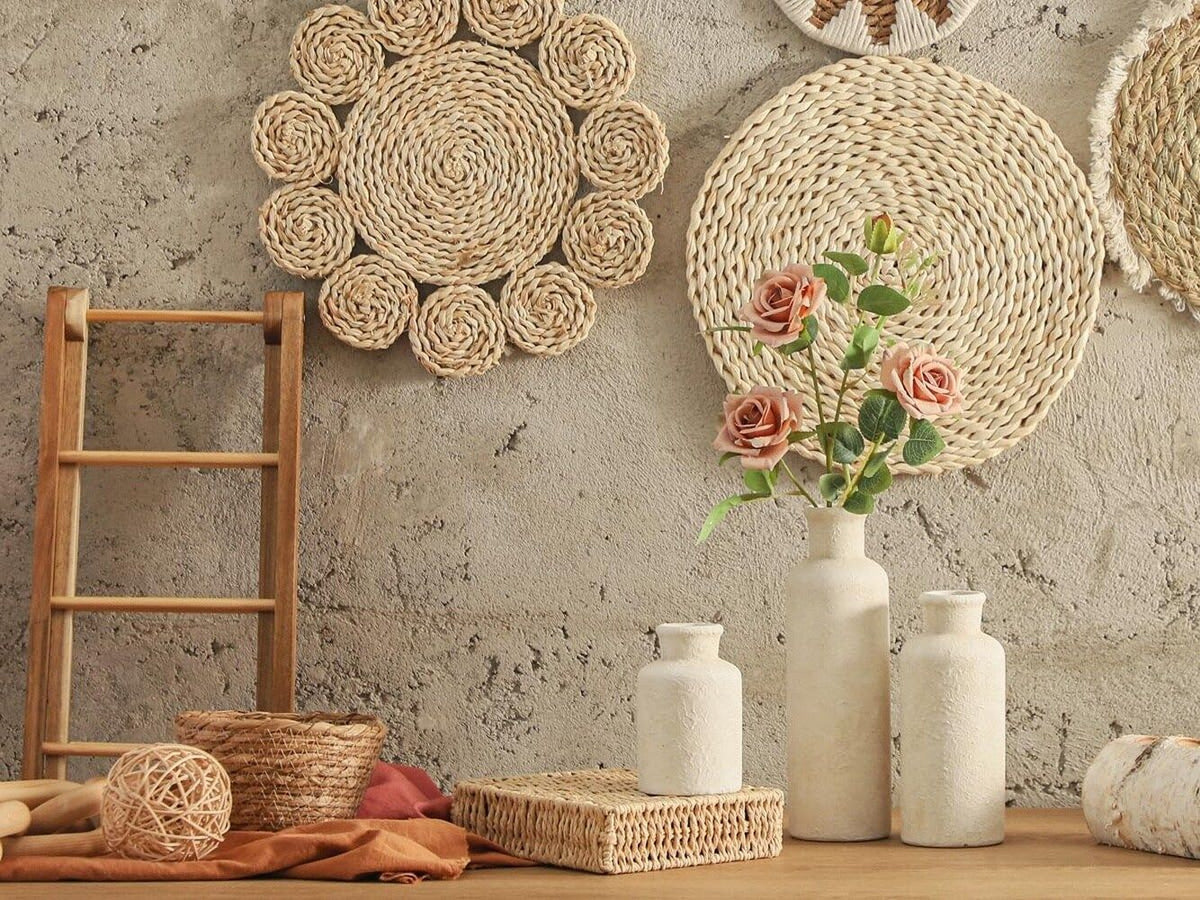 Whitewashed Neutral Ceramic Decorative Flower Vases Set