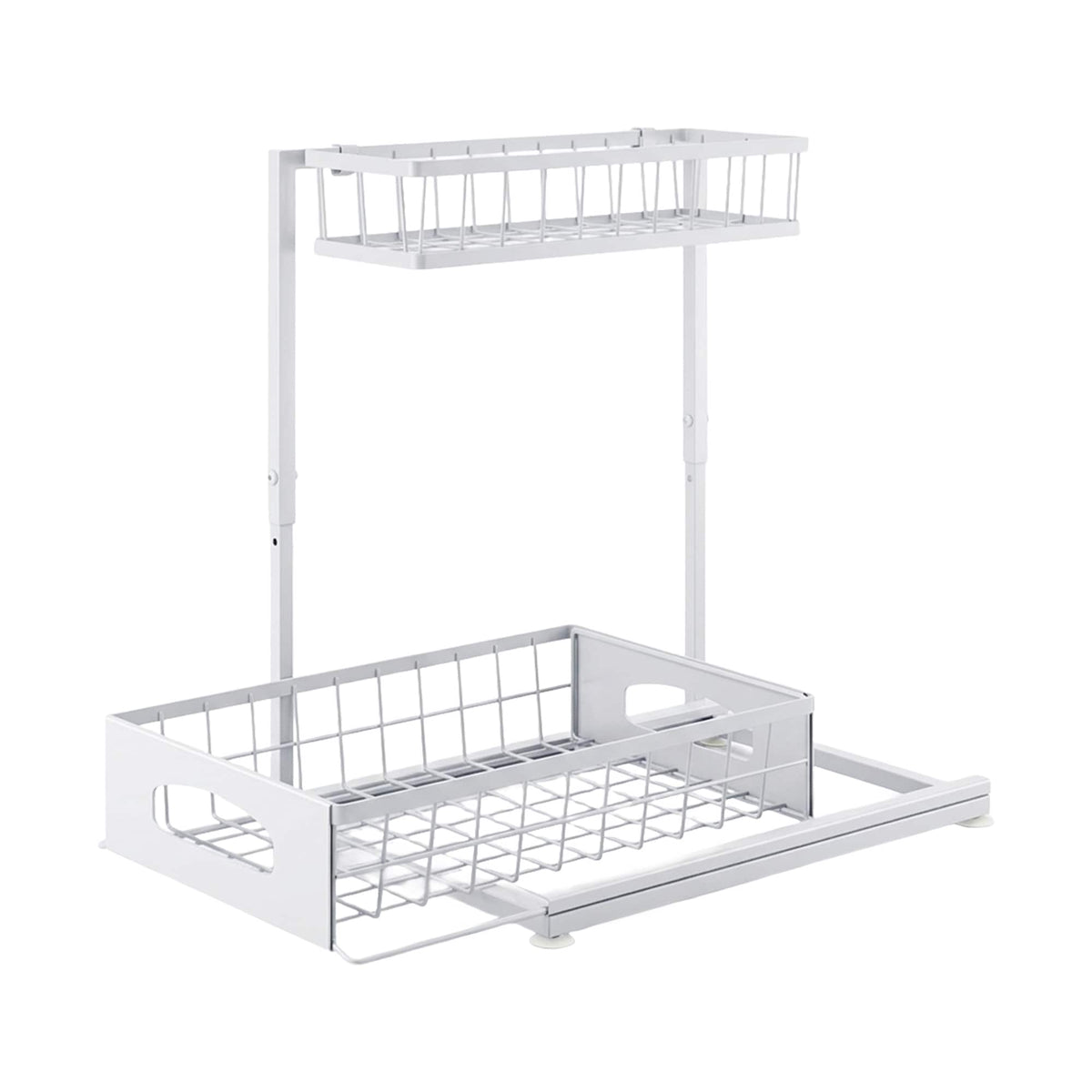 2-Tier Metal Pull-Out Cabinet Organizer White 2-Pack