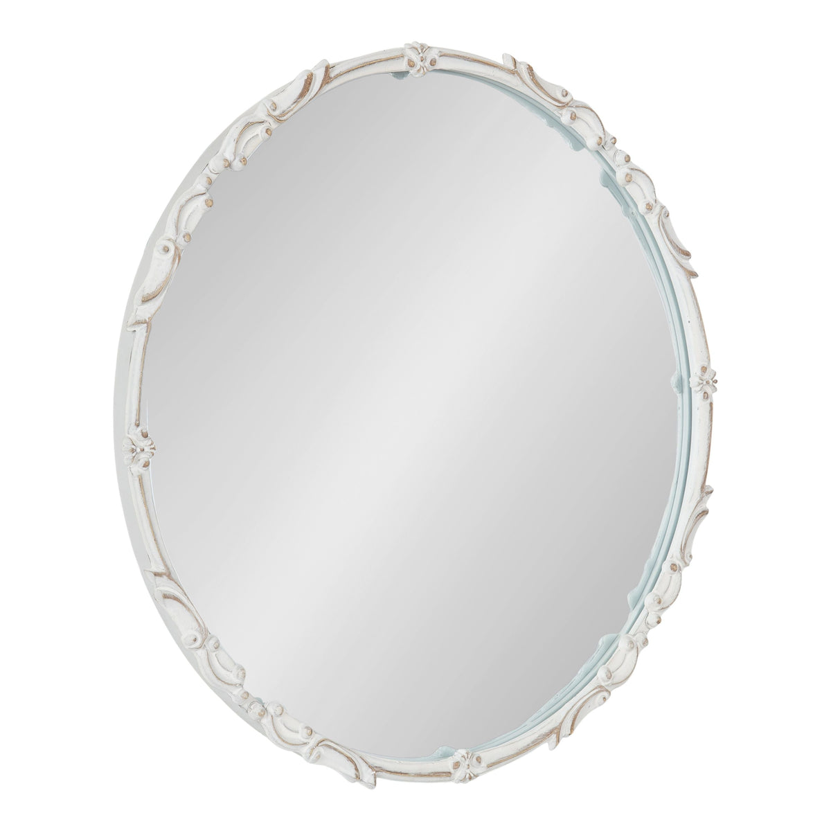 Kate and Laurel Brynley White Round Framed Wall Mirror