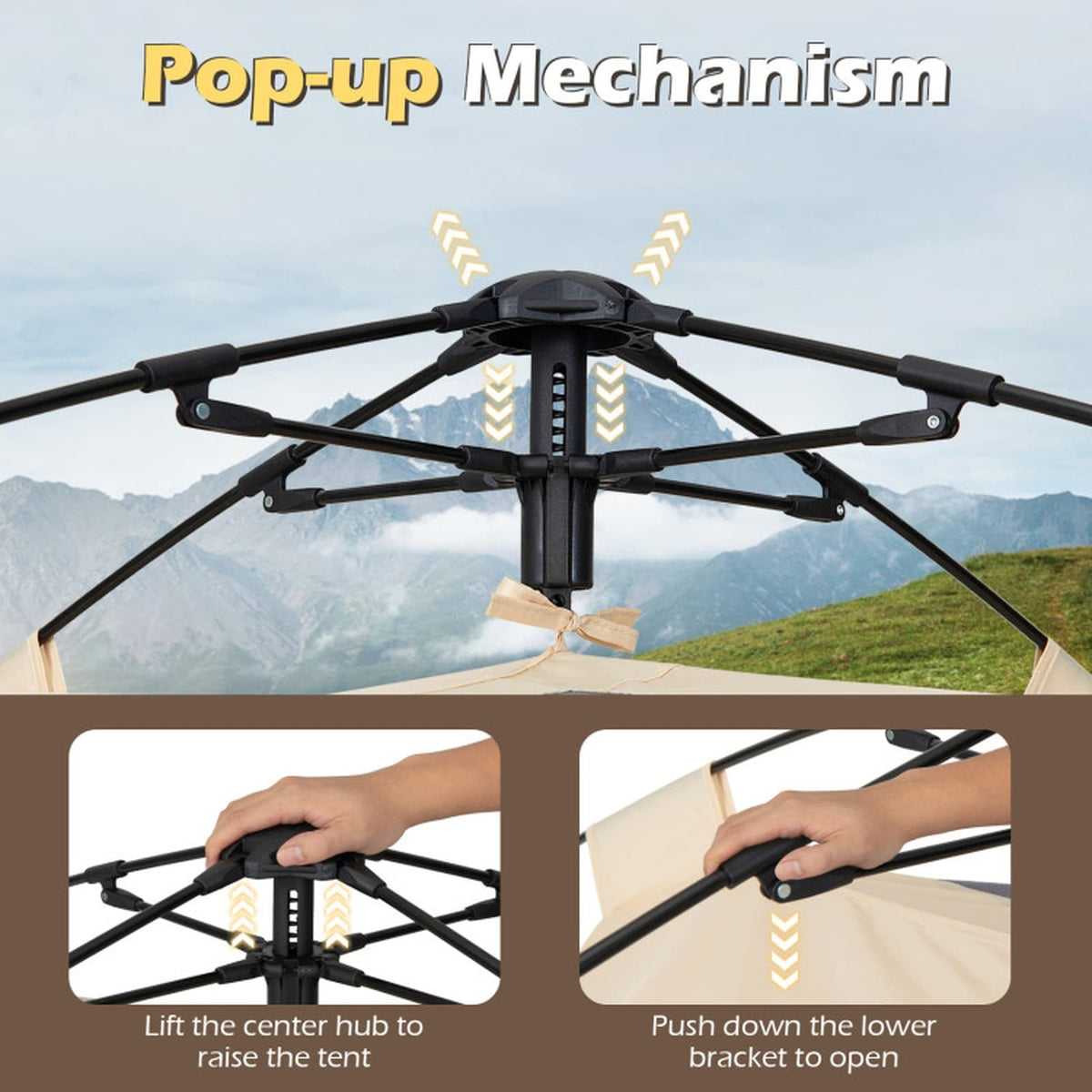 Pop-Up 4-Person Camping Tent with Removable Rainfly and Carry Bag