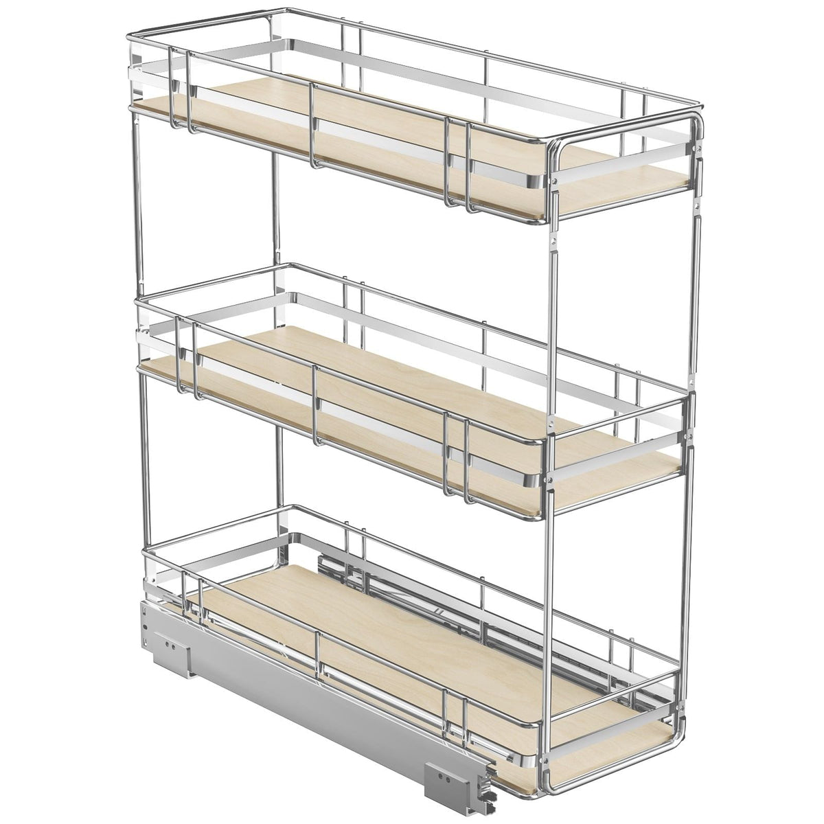 LOVMOR 3-Tier Iron Pull-Out Cabinet Organizer Chrome