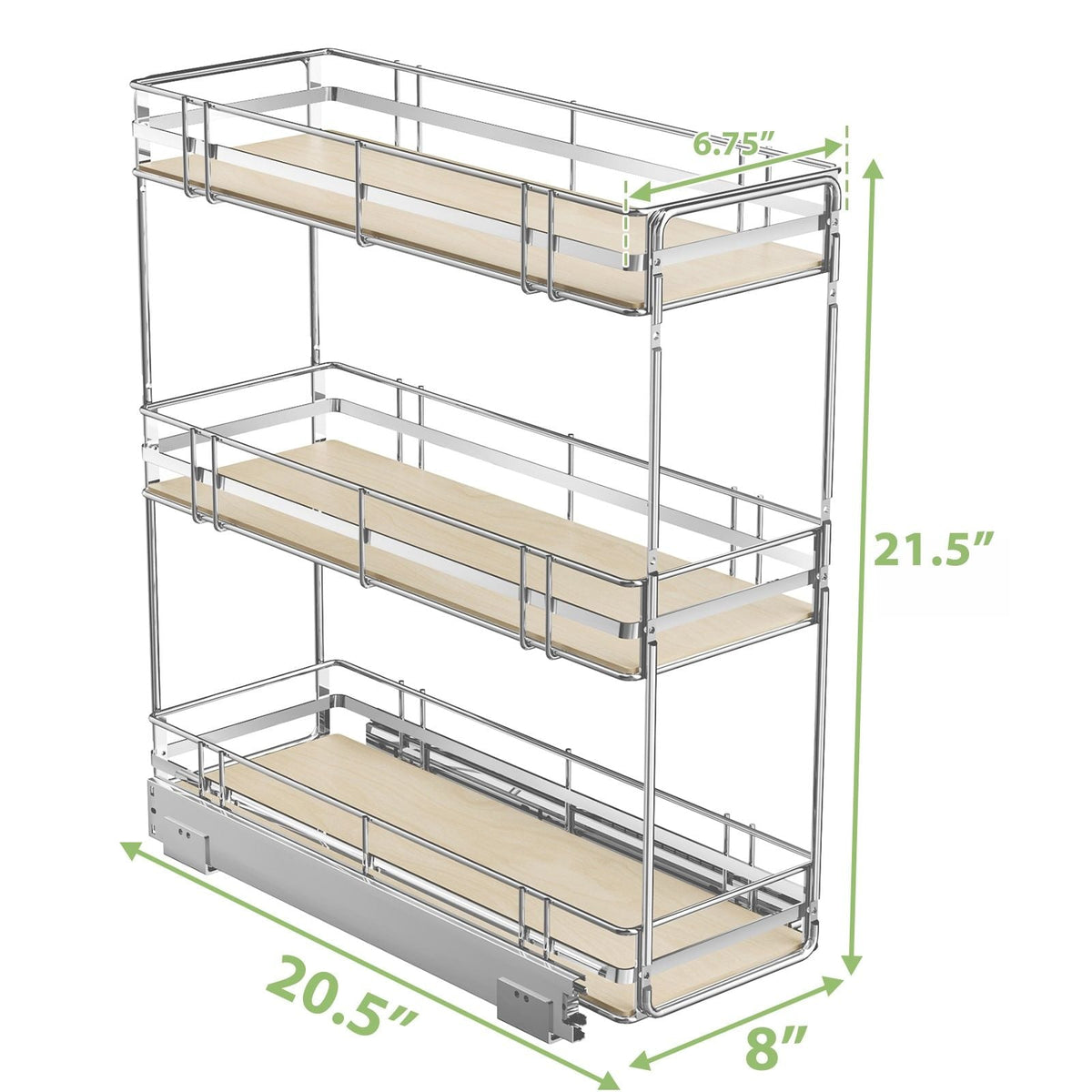 LOVMOR 3-Tier Iron Pull-Out Cabinet Organizer Chrome