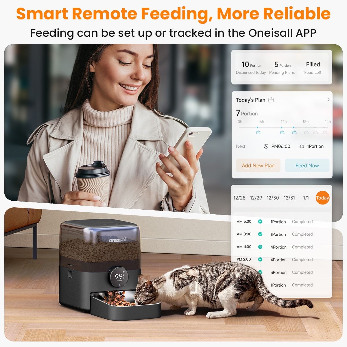 oneisall WiFi Smart Cat Feeder PF06DAU