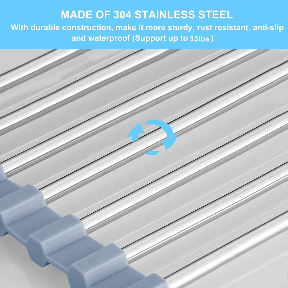 Roll-Up Stainless Steel Over-Sink Dish Drying Rack