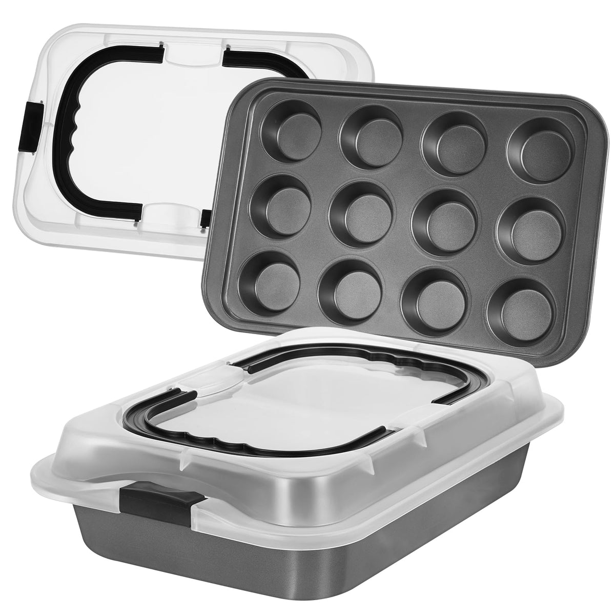 2-Piece Carbon Steel Nonstick Bakeware Set with Lids
