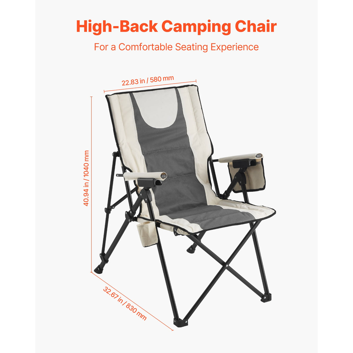VEVOR Folding Camping Chair with Reclining Positions and Armrests