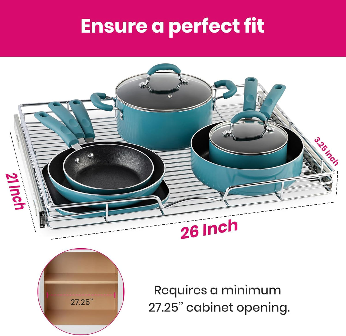Pull-Out Cabinet Organizer Chrome