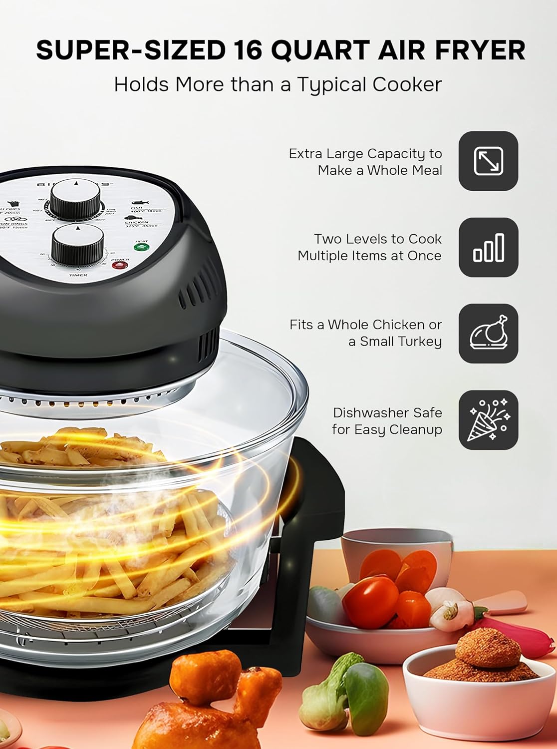 Big Boss 16-Quart Black Air Fryer
