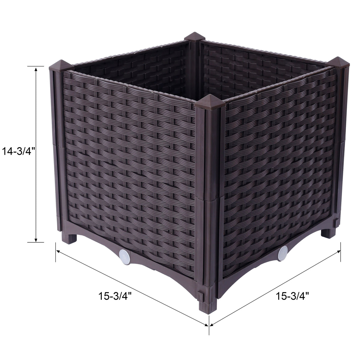Brown Plastic Self-Watering Raised Garden Bed Planter Box